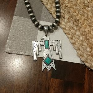 Faux Navajo Pearls with Turquoise Thunderbird